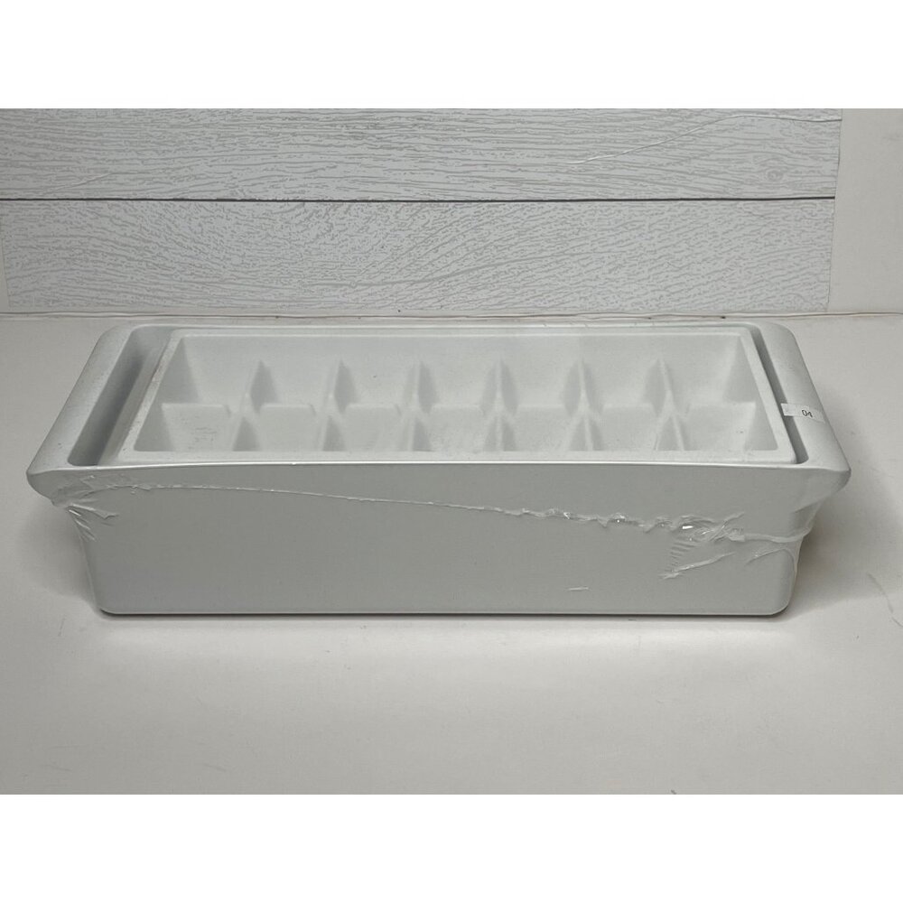 White Plastic Ice Cube Bin Container Maker Tray Freezer Home Organizer